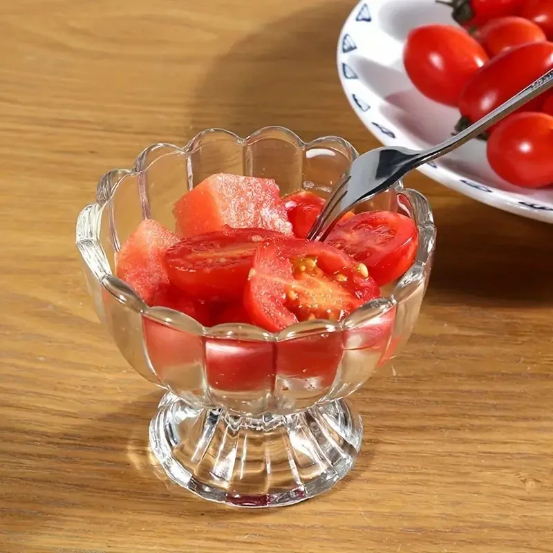 Clear Bowls for Ice Cream Sundaes Fruit Yogurt Snacks Clear Glass Dessert Bowl Set Funky Base Design Elegant Serving Cups