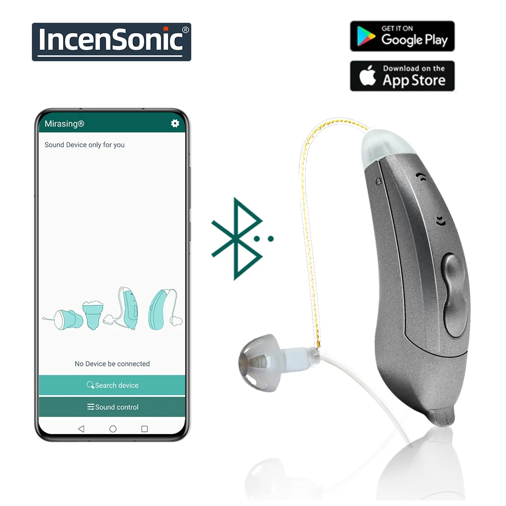 Hearing Aid-Digital Hearing Aids Bluetooth 10 Channels Mild to Moderate Loss Invisible Portable