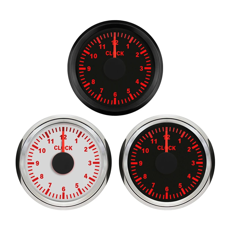 

Boat White Clock Gauges Modified 52mm Cars Clock Meters 9-32vdc IP67 Waterproof Hour Meters Red Backlight for Auto Ship Truck RV