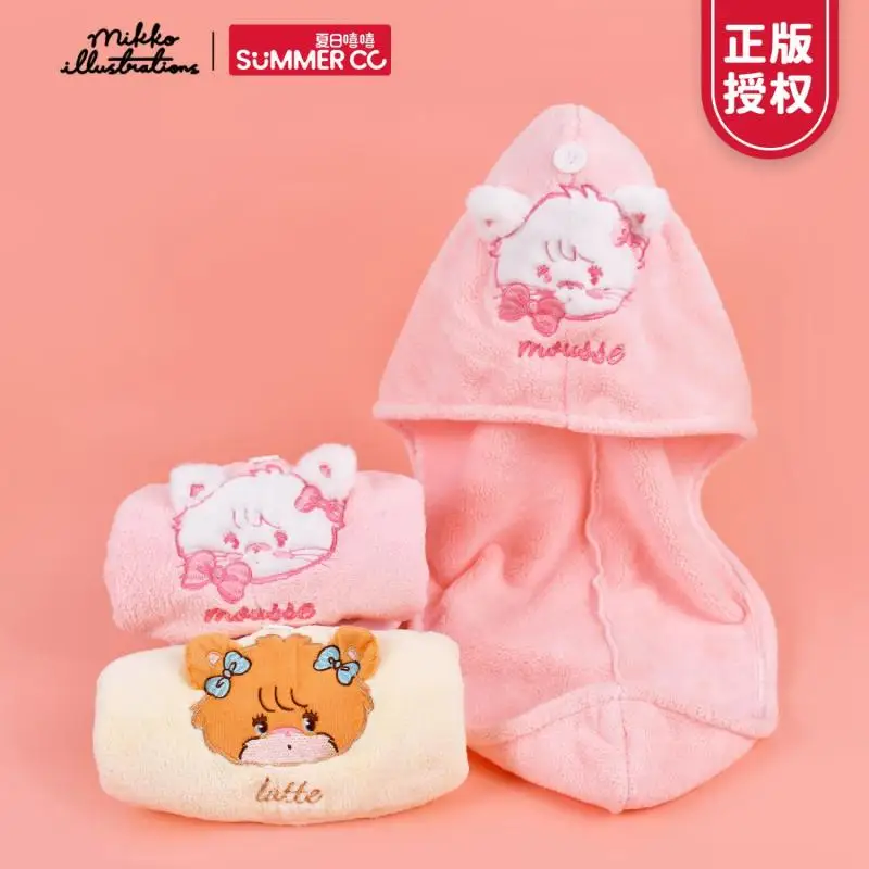 

Sanrio Kawaii Mikko Washcloth Anime Cute Cartoon New Coral Velvet Shower Cap with Water Absorption Thickened Dry Hair Cap Toys
