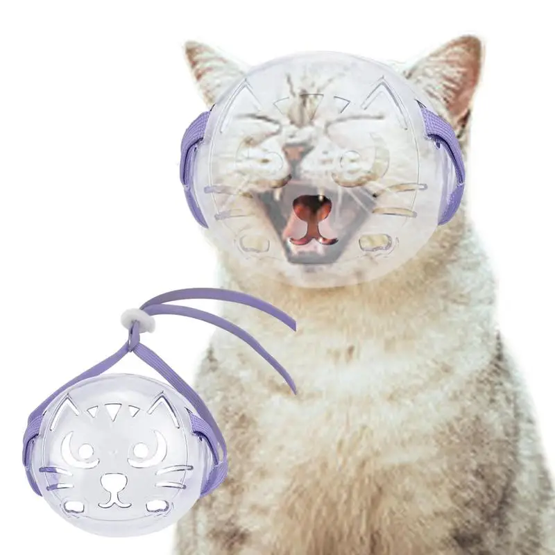 

Cat Mouth Cover Pet Face Hood Guard Transparent Breathable Cat Face Muzzles Dog And Cat Grooming Muzzles For Small Medium Cats