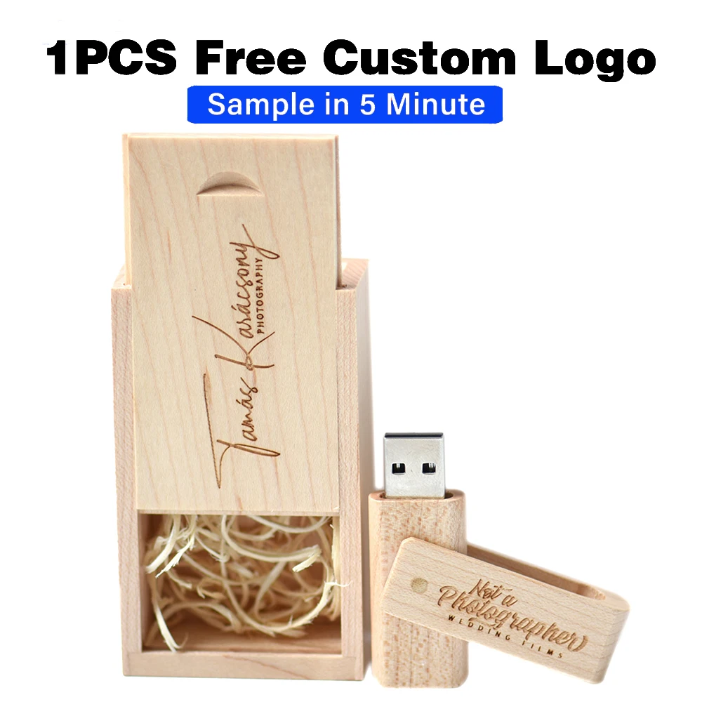 JASTER 회전식 나무 USB 2.0 플래시 드라이브 128GB 펜 드라이브 64GB 무료 맞춤형 로고 메모리 스틱 32GB 16GB 독창적인 선물 U 디스크