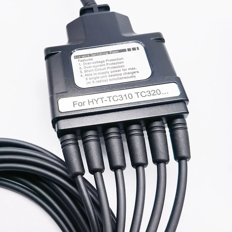 Multifunctional 6-Way Charger Cable Adapter For HYT Hytera TC310 TC320 TC-310 TC-320 Two Way Radio Charging