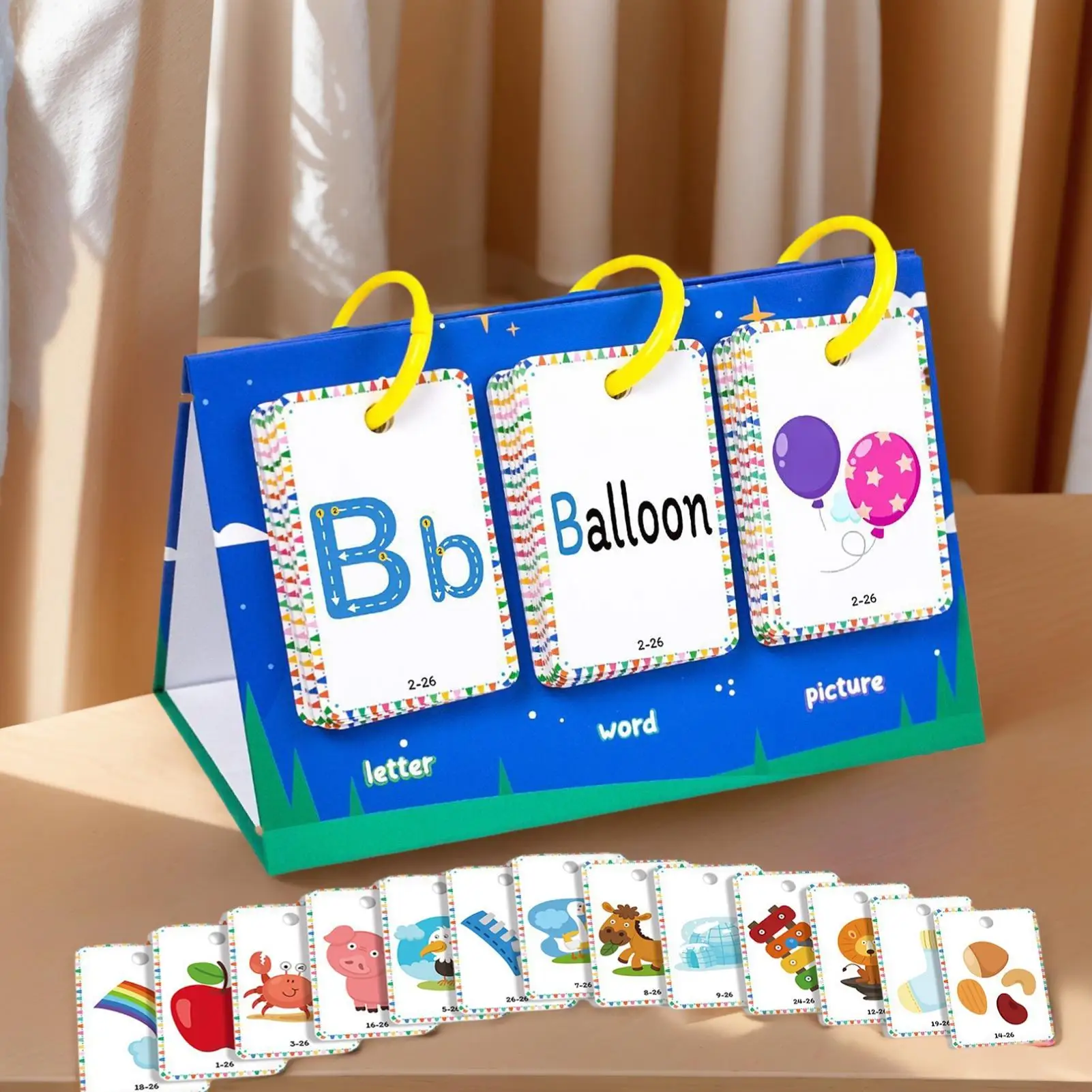 Vocabulary Flash Cards Educational Colorful & Fun Learning Cards Portable Game Toy for Aged 3-8 Girl Travel Preschoolers Boy