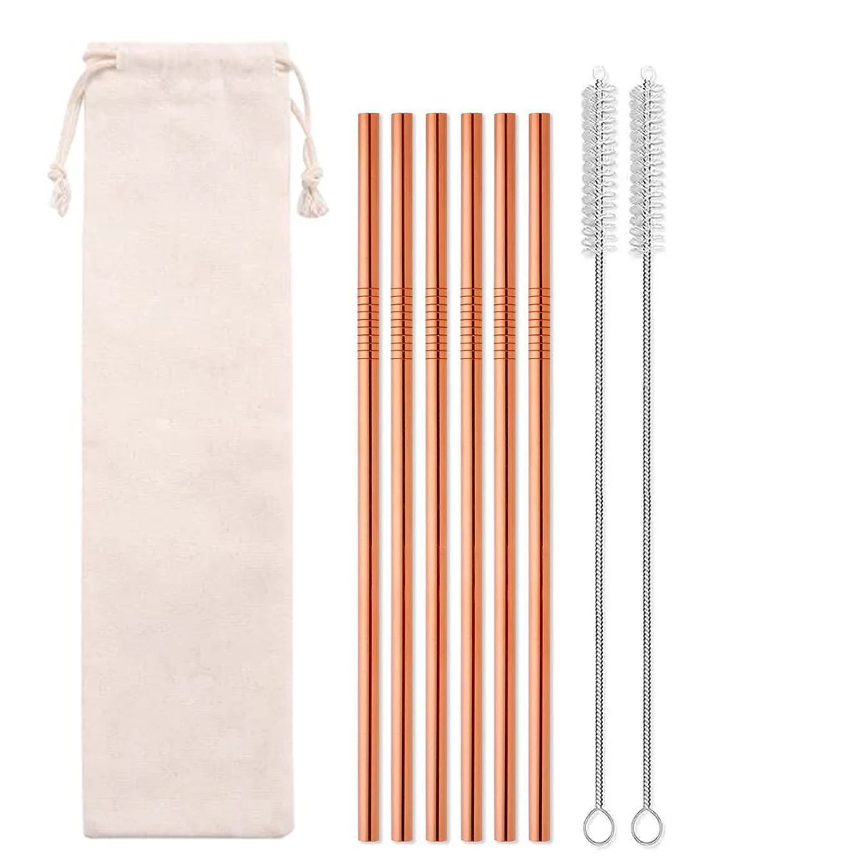 6pc Stainless steel straws portable travel essential environmental protection can be recycled