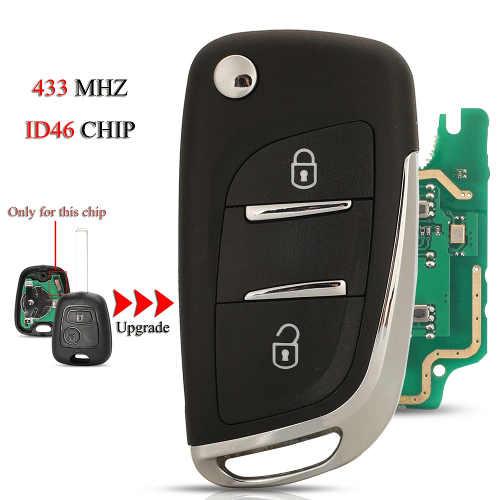 

jingyuqin 10PCS/Lot Upgrade Remote Smart Car Key For Citroen C2 C3 For Peugeot 307 306 433MHz ID46 PCF7961Chip CE0536 HU83/VA2