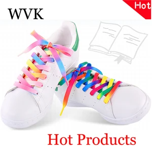Радужные шнурки, модные плоские шнурки для кроссовок, повседневные холщовые шнурки для обуви, аксессуары для обуви, разноцветные градиентные шнурки с принтом