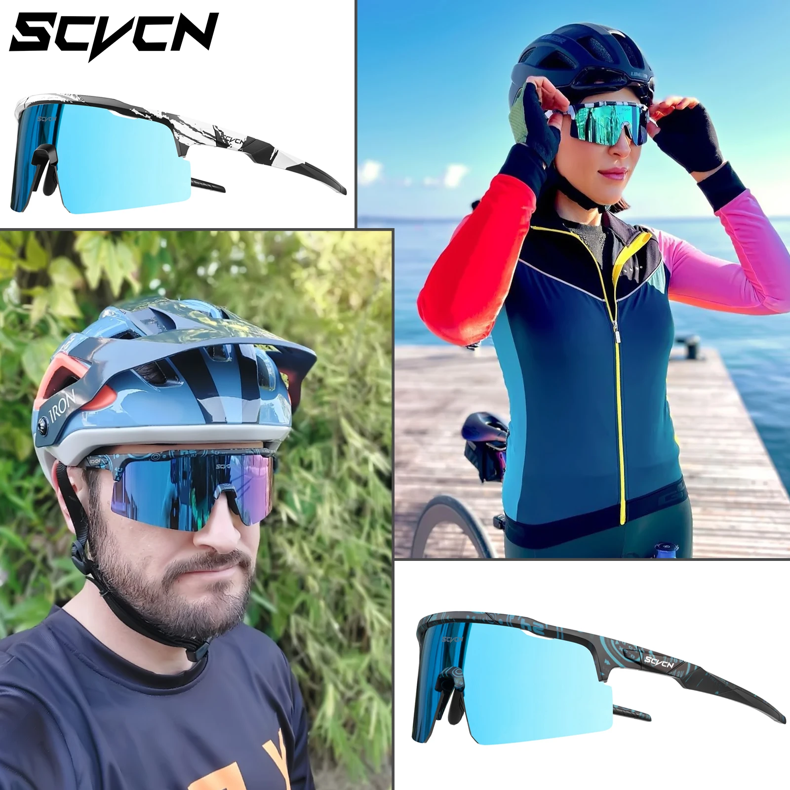 SCVCN New Cycling Sunglasses Men MTB Bicycle Glasses UV400 Photochromic  Lens Woman Bike Cycle Eyewear Polarized Running Goggles