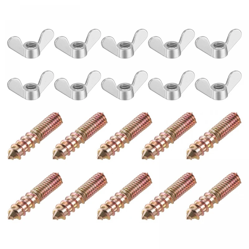 

M6 Wing Nuts, Wing Nut, Silver Tone, 20 Pieces & M6x30mm Hanger Bolt, Double Headed Screw, 20 Pieces Durable Easy Install