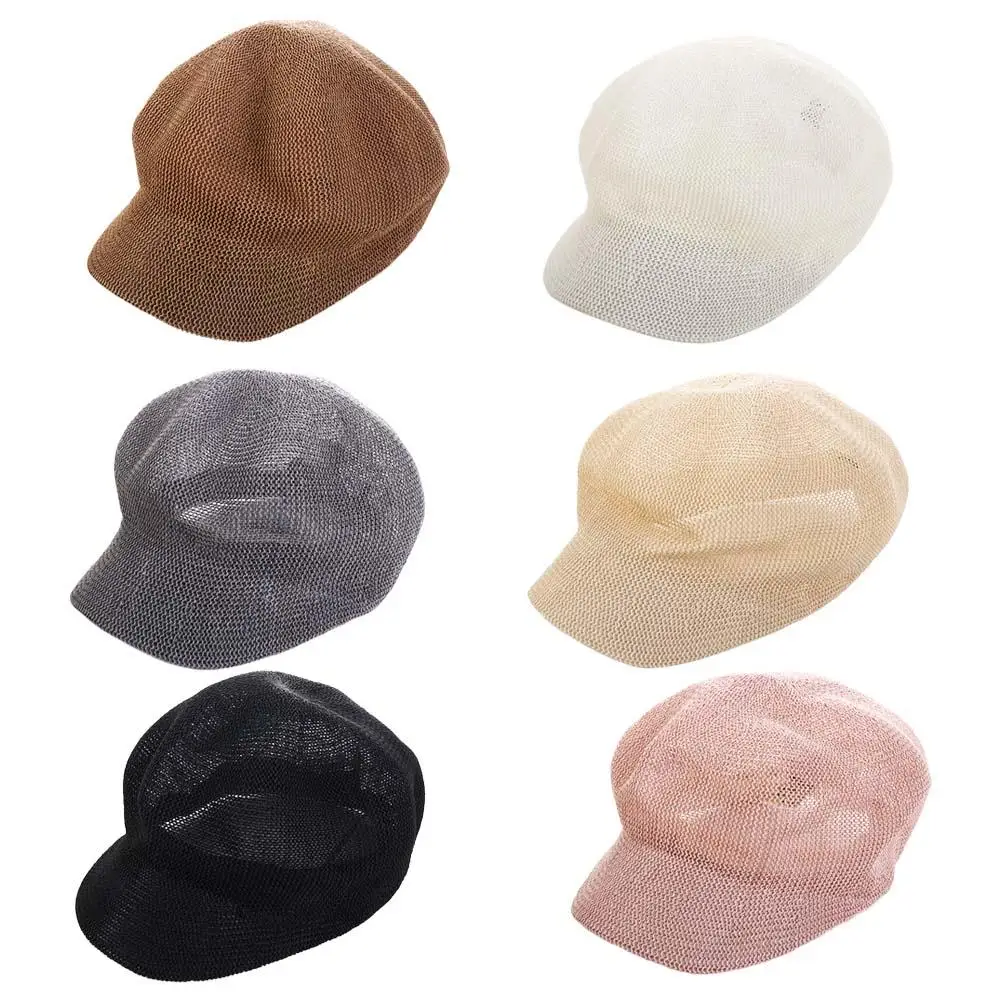 

Cool Literary Straw Summer Retro All-match Navy Hat Women Mesh Berets Painter Cap Korean Style Octagonal Hat