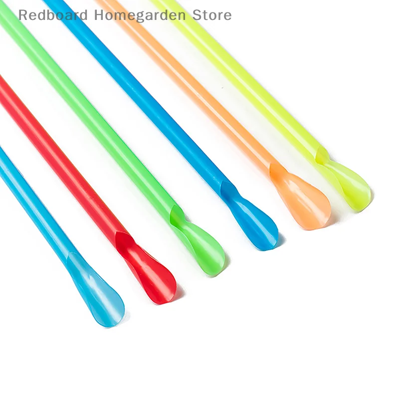 Description Picture 6 of item100pcs Multicolour Plastic Straws Drinking Straw Spoon Bar Pub Slush Straw For Birthday Celebration Party Supplies