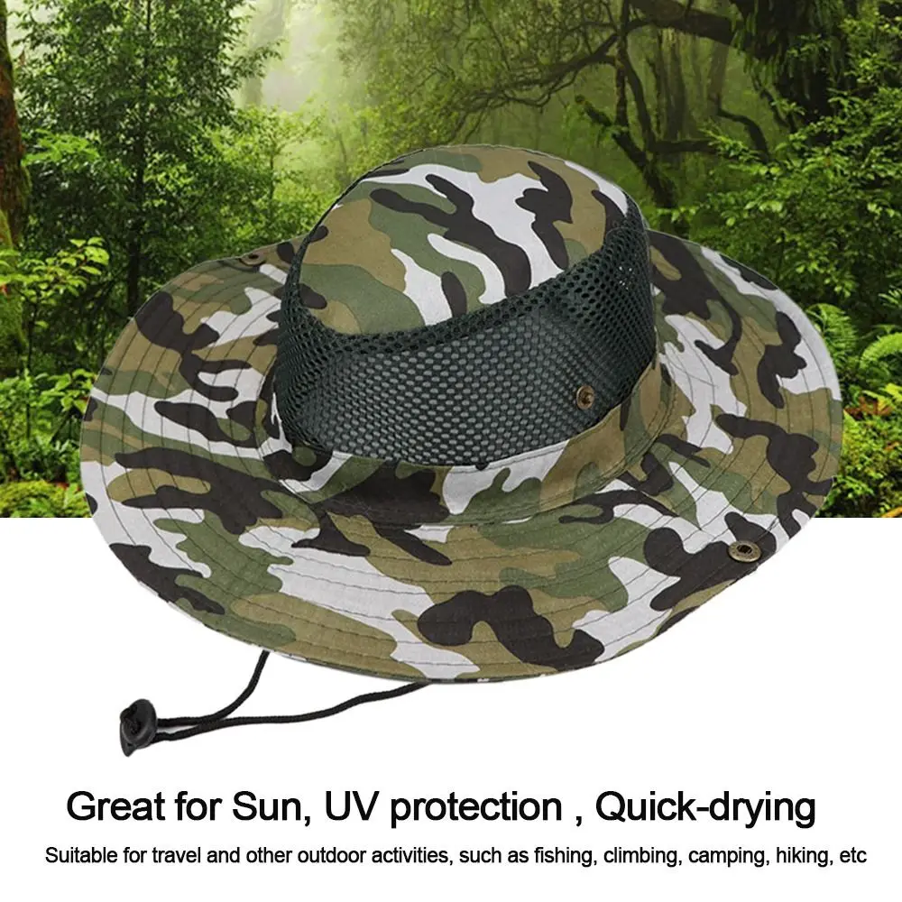 Outdoor Breathable Mesh Camouflage Bucket Hat Sun Protection Hunting Fishing Hiking Cap 4