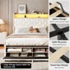 Large Bed Frame, 51.9-inch High Wing Back Cushioned Storage Headboard, with USB Charging, LED Platform Bed 6