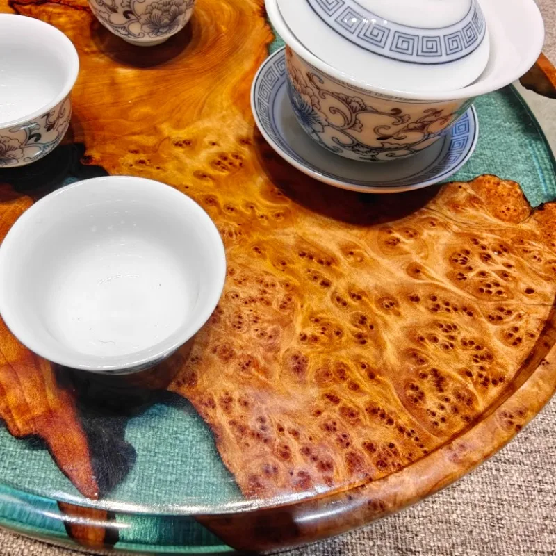 Creative Nordic walnut resin Solid wood resin with wooden tea tray tableware small modern Nordic fashion artist home tray