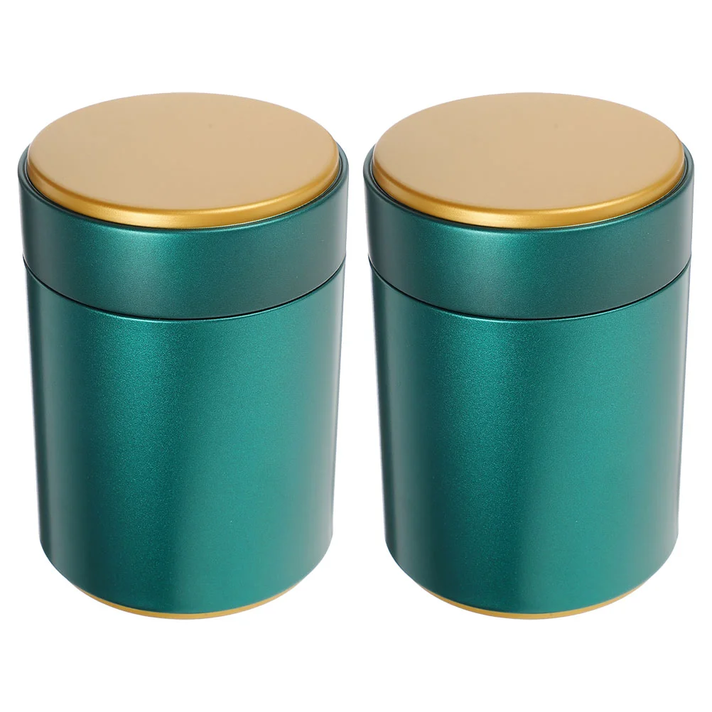 

2 Pcs Tinplate Tea Storage Jars Coffee Bean Sealed Dry Fruit Can Pot Metal Canister With Lid Candy