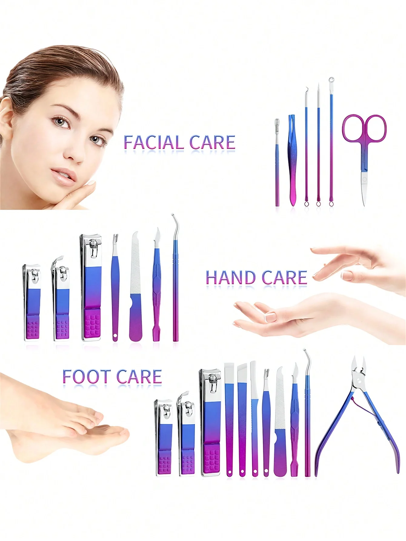 9/18 /30pcs Gradient Color Nail Clippers Manicure and Pedicure Tool Set Includes Cuticle Nippers and Cutter Kit Portable