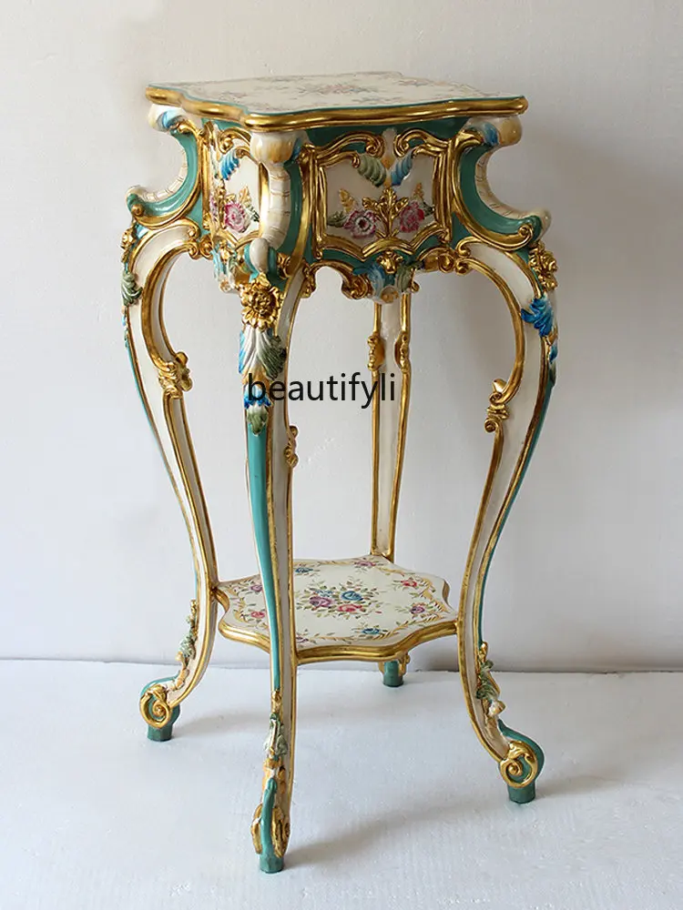 

zqEuropean-Style Painted Flower Stand Flower Stand Soft Decoration Sample Room Decoration Corner Table Sculpture Storage Stand