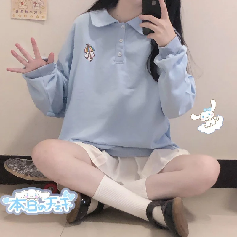 

Sanrio kawaii anime cartoon peripheral female cute embroidery new fashion soft sister collar top female student loose wholesale