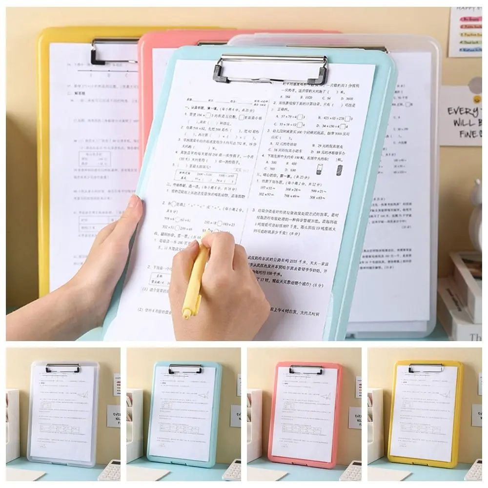 A4 File Folder Clipboard transparent clipboard writing clipboard business folder Writing Pad Memo Clip Board Test Paper Storage Box Organizer Stationary School Supplies