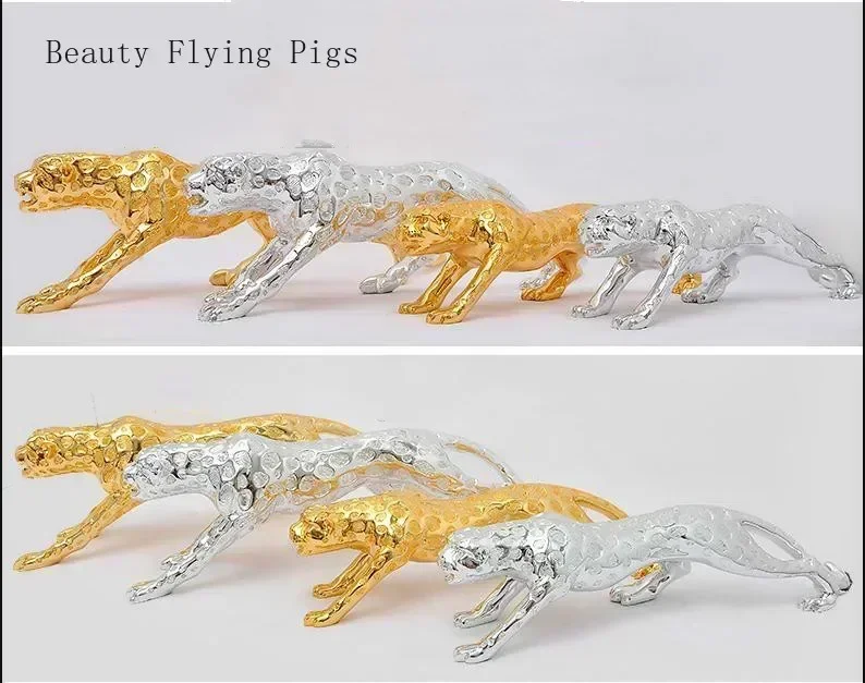 Modern Abstract Gold Panther Sculpture Geometric Resin Leopard Statue Wildlife Decor Gift Craft Ornament Accessories Furnishing - Image 2