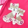 DXTON Toddlers Girls T-shirts Striped Ruffled Long Sleeve Kids Cartoon Tops Squirrel Print Casual Winter Girls Cotton Clothing 2