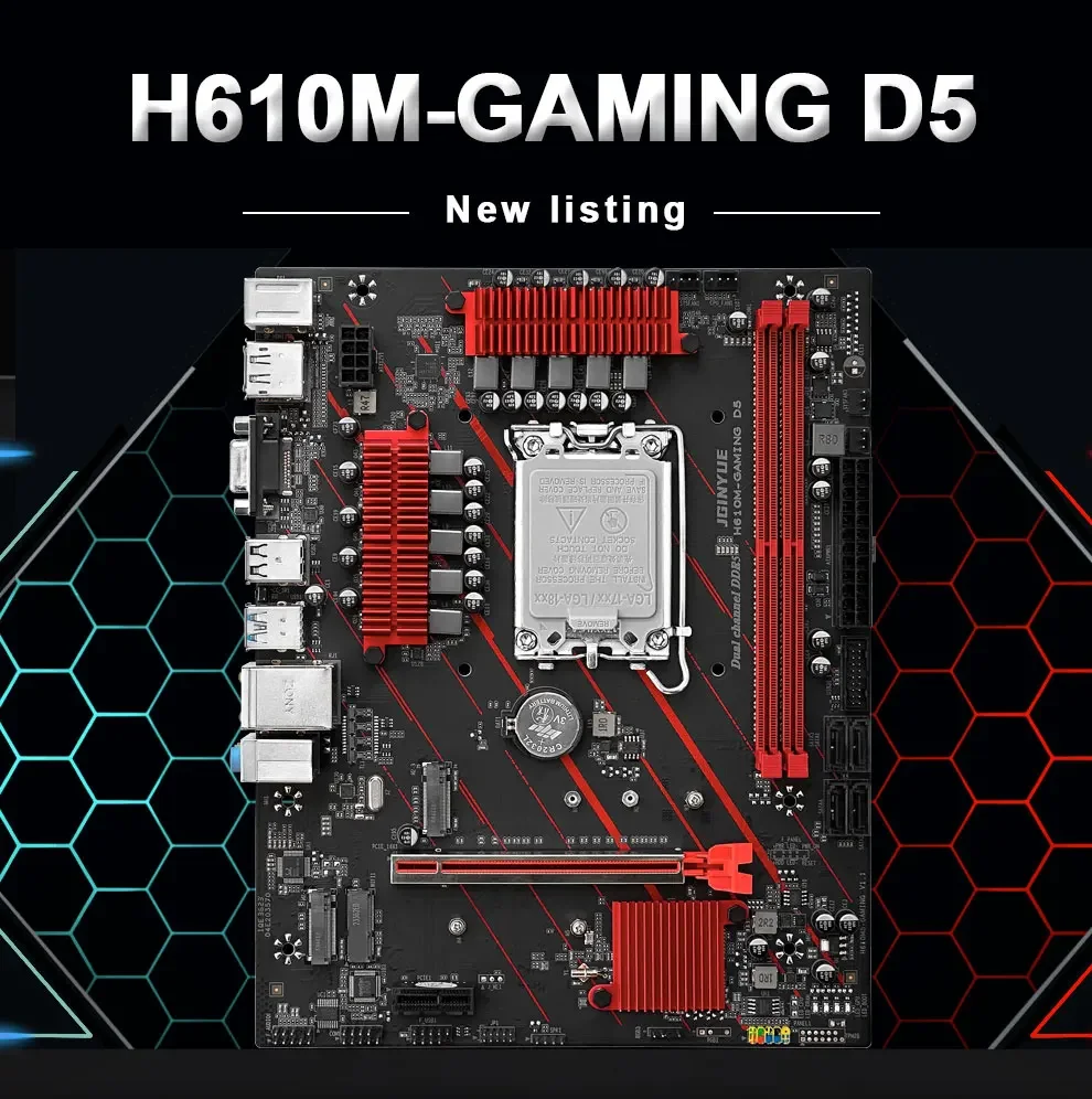 Description Picture 2 of itemJGINYUE H610 Motherboard Kit I5 12400F LGA1700 2*16GB=32GB 4800MHz DDR5 Dual Channel Memory RAM Support M.2 NVME H610M GAMING D5
