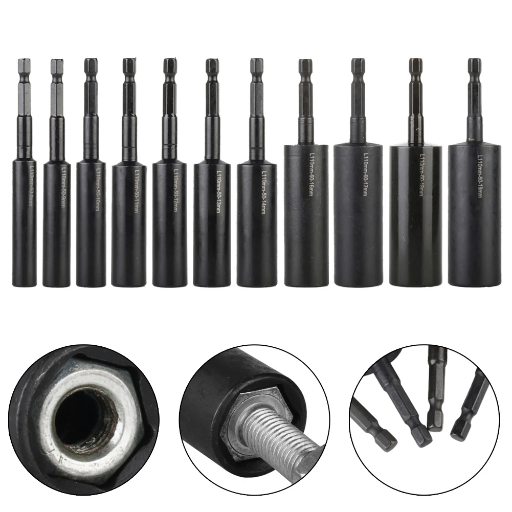 1pc 1/4" Hex Sockets Wrench 8-19mm Electric Drill Socket Head Bolt Nut Driver Bit Impact Drill Bits Adapter Screwdrivers Bits