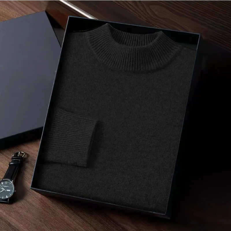 Animal Game Autumn Mens Cold Blouse Basic Solid Pullover Sweaters Mock Neck Woolen Knitwear Oversized Outdoor Warm Work Sweater