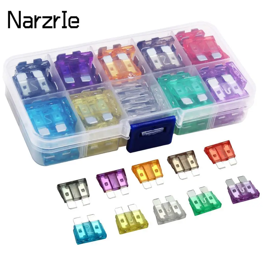 Car Fuse Assortment Set Small Size Blade Type 2.5/3/5/7.5/10/15/20/25/30/35A With Box Clip 100/50Pcs