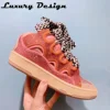 New Designer Brand Sneakers Platform Flat Shoes Women Sneakers Lace Up Round Toe Men High Quality Thick Laces Skateboard Shoes 2