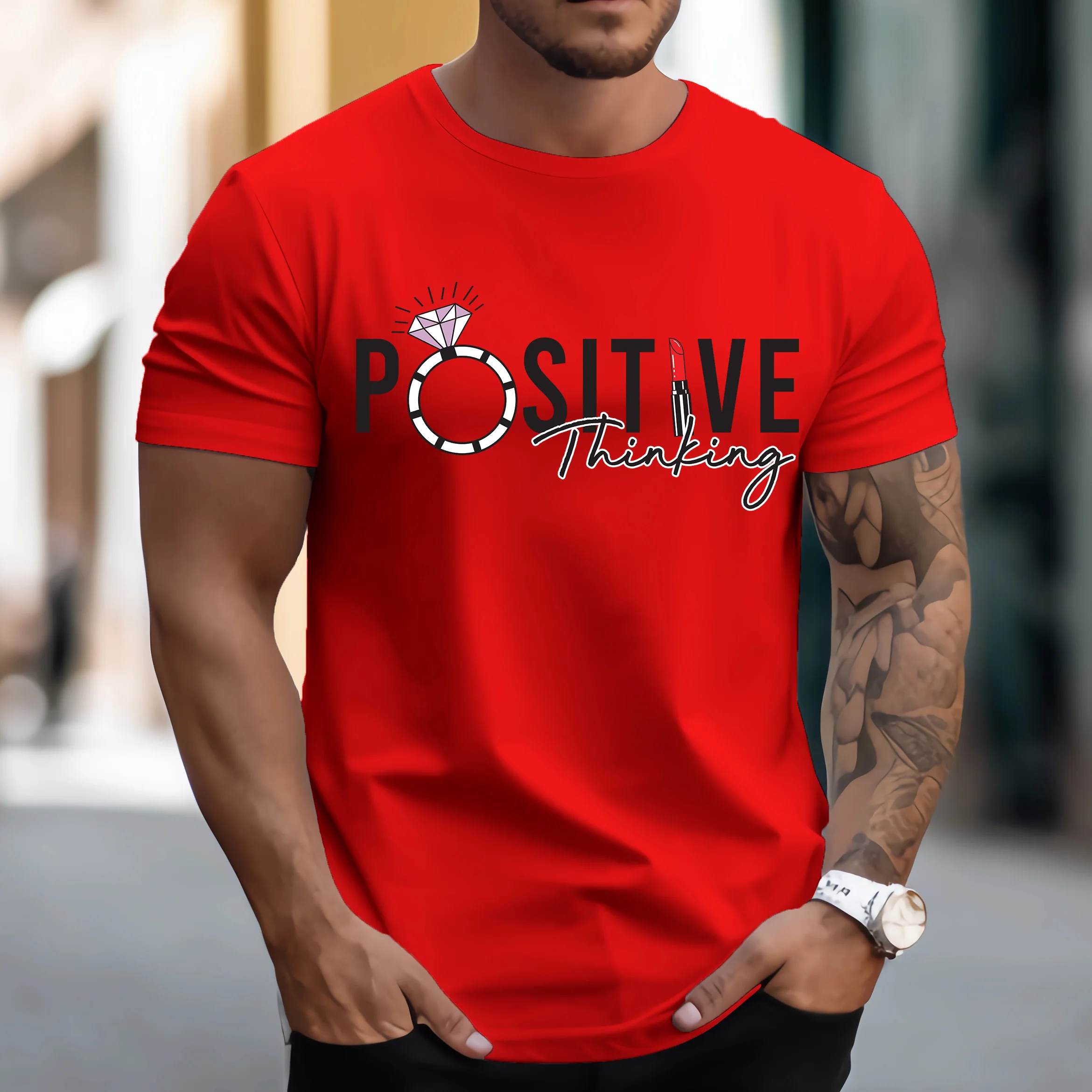 

Men's Fashion T-shirt 2024 New Color Printed Words Trendy Street New Breathable Casual Hoodless Round Neck Summer Short Sleeve