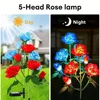 Solar Flower Light 5 Heads Rose Lawn Lamp Pathway Decorative Solar Waterproof for Outdoor Yard Patio Garden Landscape Decor 5