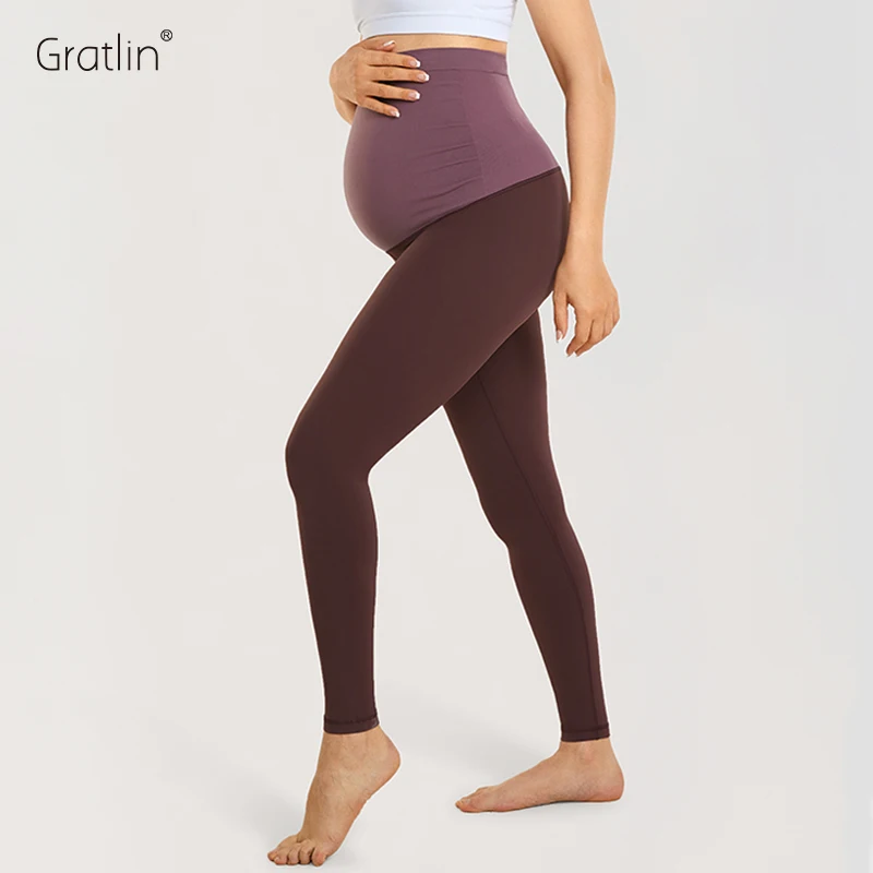 Gratlin Soft Maternity Leggings Over The Belly Work Pants Women's Yoga Active Wear Workout Leggings Sport Pregnancy Accessories