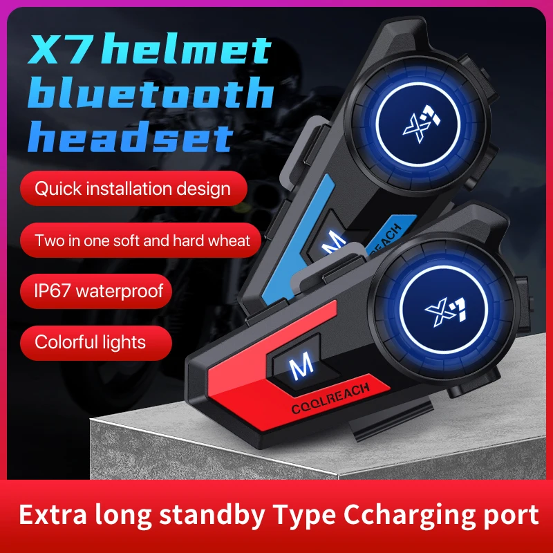 Bluetooth Motorcycle Helmet Headset Motor Handsfree Helmet Headsets Free Call Waterproof 1500mAh With Tri-Color Ambient Light motorcycle helmet light strip ip67 waterproof led light night driving signal luminous helmet sticker helmet el cold light