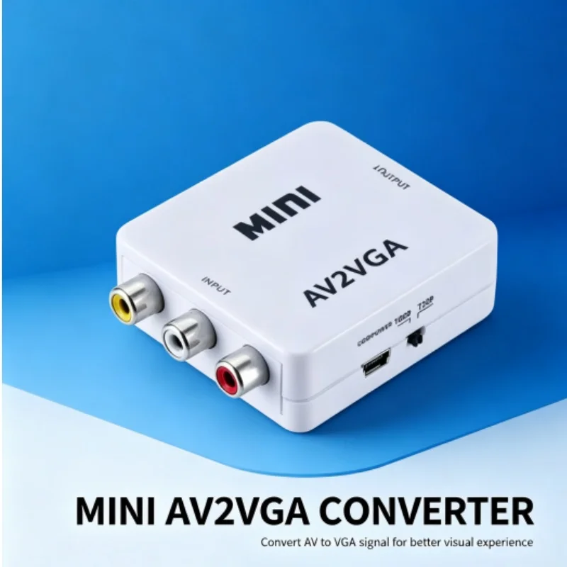 오디오 1080P 비디오 컨버터가 포함된 AV-VGA 컨버터 DVD 플레이어용 AV2VGA 라인 Xbox 노트북 블랙 화이트