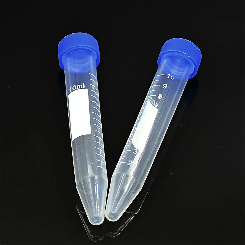 Centrifuge Tube 10 ml Plastic Test Tube With Clear Scale Bottom Tip Sample EP With Screw Cover 100 EA/ PK