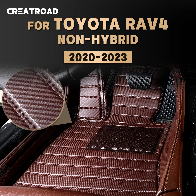 

Напольные коврики из углеродного волокна на заказ для Toyota RAV4, негибридные коврики 2020, 2021, 2022, 2023 футов, коврики, аксессуары для интерьера автомобиля