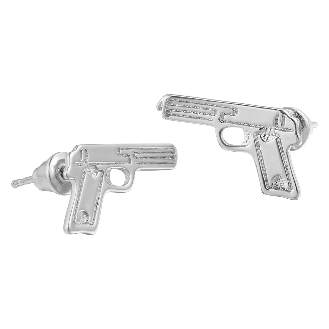 Revolver Earring Stud Gun Shape Piercing Guns Earrings Men Gun