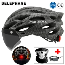 Ultraleve capacete de bicicleta led taillight capacetes lente removível viseira certificado mountain racing capacete ciclismo mtb ao ar livre