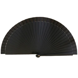Elegant Vintage - Inspired Hand Fan - Timeless Solid Color Folding Fan for Weddings and Dance Parties (Black)