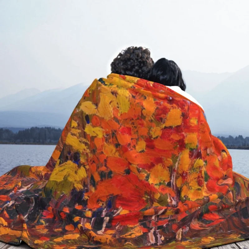 Tom Thomson Autumn Wood Blanket Fce All Season Lightweight Throw Thick blankets for Bed Sofa Camp Office