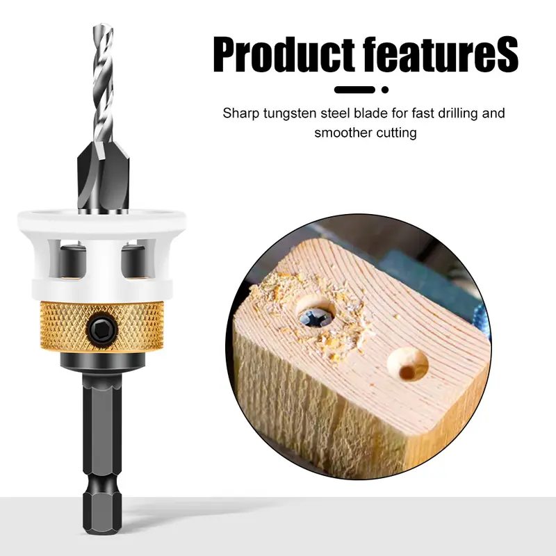 Woodworking Limit Four Edge Countersink Drill Alloy Drill Cone Drill Adjustable Depth Step Drill Screw Countersink Drill Bit - Image 3
