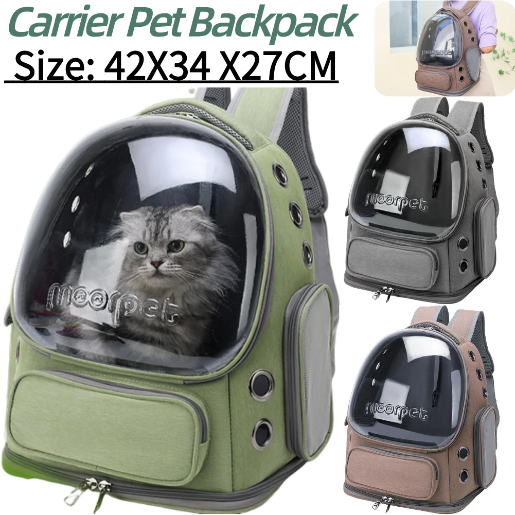 Breathable Cat Dog Backpack Oxford Cloth Pet Cats Carrier Travel Bag Transparent Cover Waterproof Portable Pet Carrier Supplies