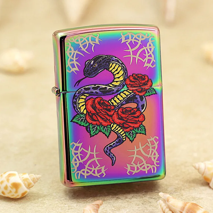 

Genuine Zippo oil lighter Romantic Snake copper windproof cigarette Kerosene lighters Gift with anti-counterfeiting code