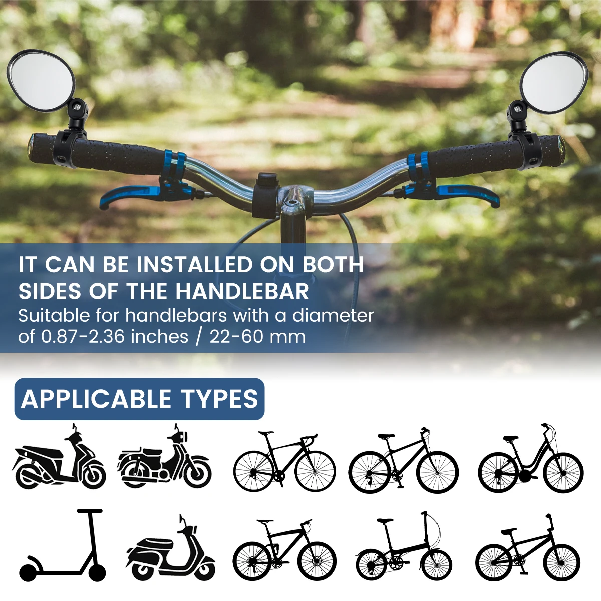2/4Pcs Bicycle Rearview Mirror 360° Rotation Auxiliary Convex Mirror Handlebar Rearview Mount Cycling Bike Rear View Mirrors 3