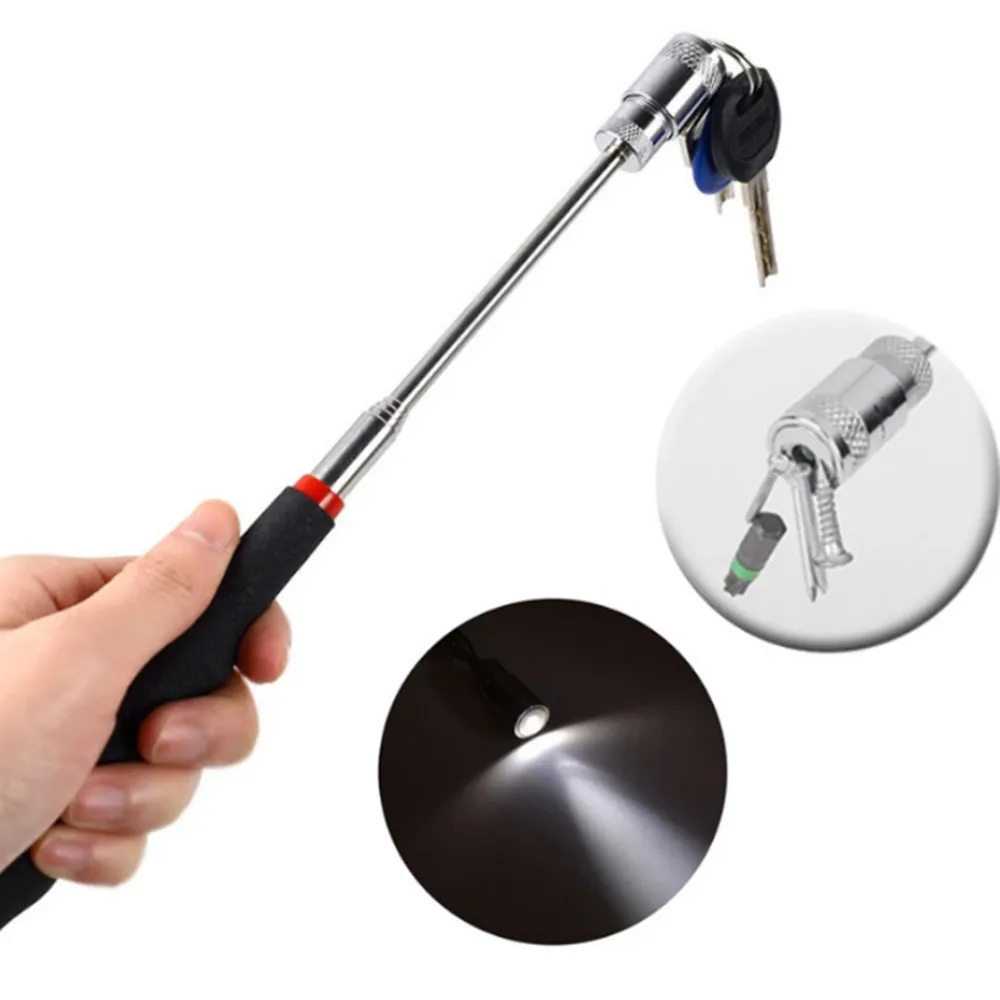 

Magnetic Telescoping Pick Up Tool Retractable Suction Rod With LED Light Foldable Extendable Picker