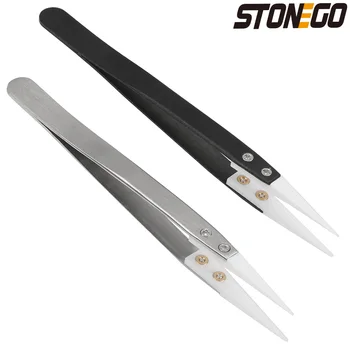 STONEGO Stainless Steel Ceramic Tip Tweezers