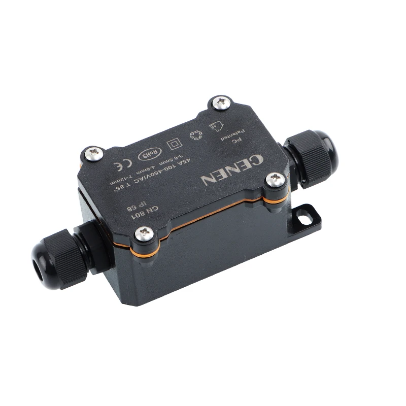 Plastic waterproof junction box black PC flame-retardant LED light junction box outdoor rain-proof electrical instrument seali