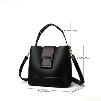Simple Bucket Bag, Trendy Top Handle Purse, Women's Fashion Hanbag Shoulder Bag, 5