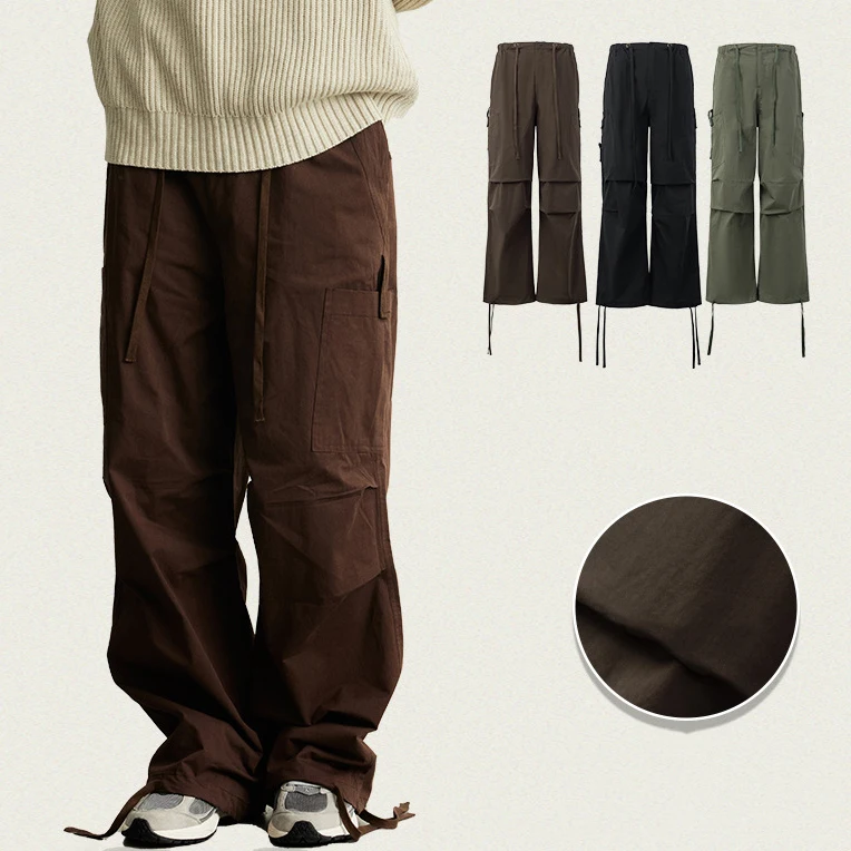 

Men Loose Street Fashion Casual Pants Neutral Retro Side Pocket Wide-leg Overalls Men Autumn and Winter New American